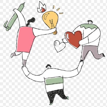 Colorful hand drawn team transparent png with doodle art design