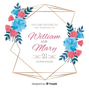 Colorful hand painted floral frame wedding invitation Free Vector