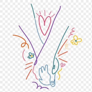 Colorful hands png line clipart, | Free PNG - rawpixel
