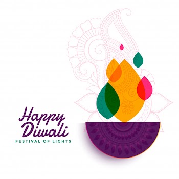 Colorful happy diwali festival diya lamp Free Vector