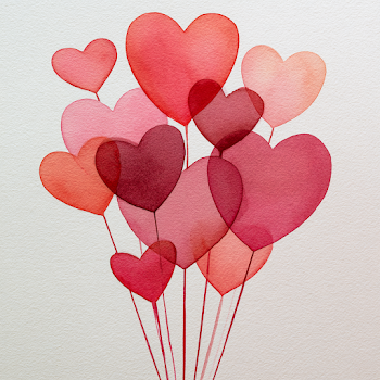Colorful Heart Balloons Cluster