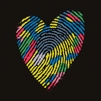 Colorful Heart Shaped Fingerprint Art