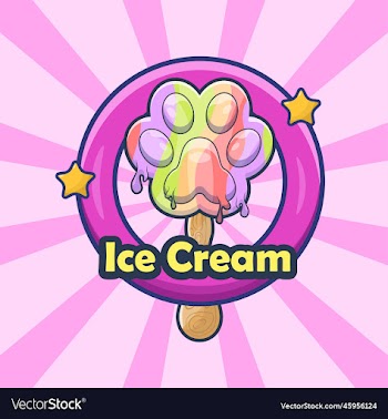 colorful ice cream label with paw shape