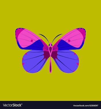 Colorful icon of butterfly isolated on green vector image