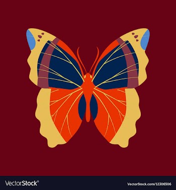 Colorful icon of butterfly isolated on red vector image