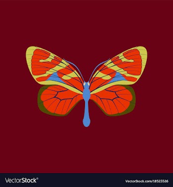 Colorful icon of butterfly isolated on red vector image