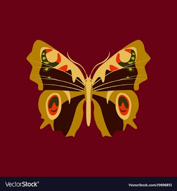 Colorful icon of butterfly isolated on red vector image