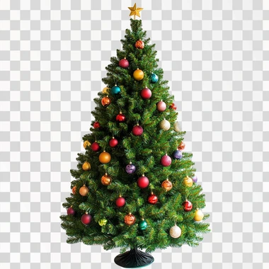 colorful indoor christmas tree, with foot support, isolated,