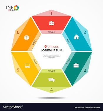  					Colorful infographic template with circle chart 6 vector image														