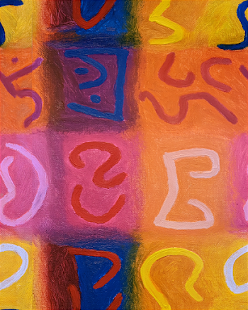 Colorful Language Abstract Oil Pastel Art