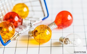 Colorful light bulbs in a basket