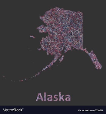 Colorful line art map of Alaska state vector image