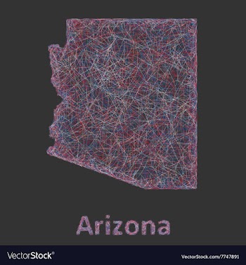 Colorful line art map of Arizona state vector image