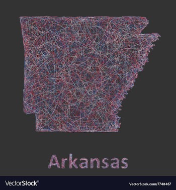 Colorful line art map of Arkansas state vector image