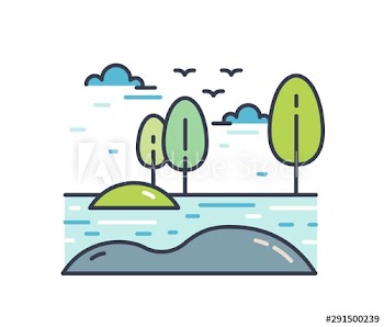 Colorful line art natural landscape