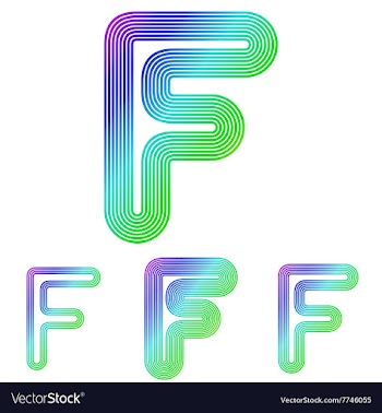 Colorful line letter f logo design set vector image