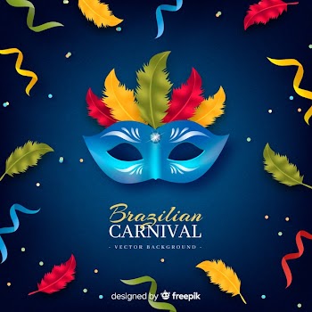 Colorful mask brazilian carnival background Free Vector