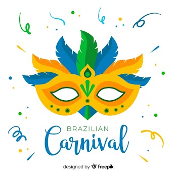 Colorful mask brazilian carnival background Free Vector