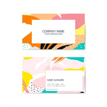 Colorful Memphis pattern business card vector | Free stock vector - 539889