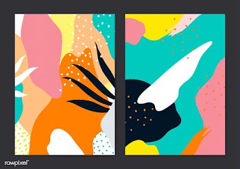 Colorful Memphis style cards vector set | Free stock vector - 539861