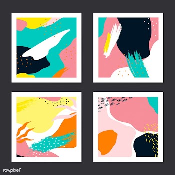 Colorful Memphis style cards vector set | Free stock vector - 539965