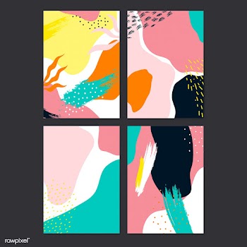 Colorful Memphis style cards vector set | Free stock vector - 540020