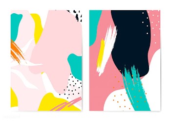 Colorful Memphis style cards vector set | Free stock vector - 540063