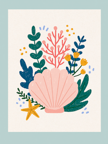 Colorful Minimal Sea Shell Illustration