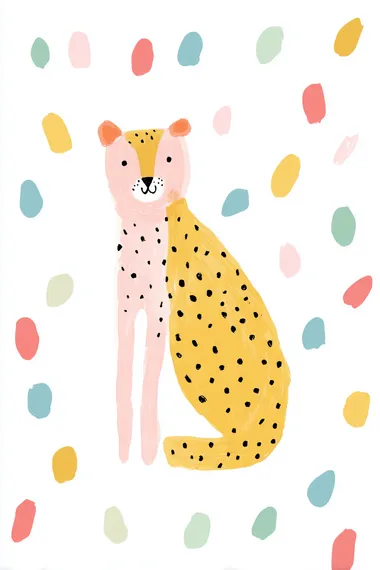 Colorful Naive Style Cheetah Illustration Colorful Naive Style Cheetah Illustration