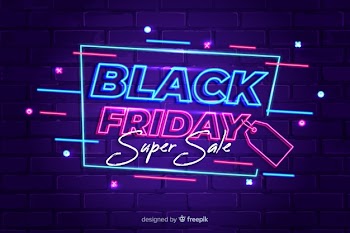 Colorful neon black friday Free Vector