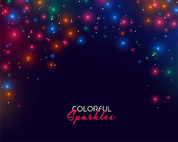 Colorful neon sparkles on dark background Free Vector