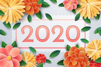 Colorful new year 2020 background in paper style Free Vector