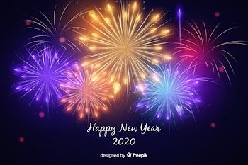 Colorful new year 2020 fireworks Free Vector
