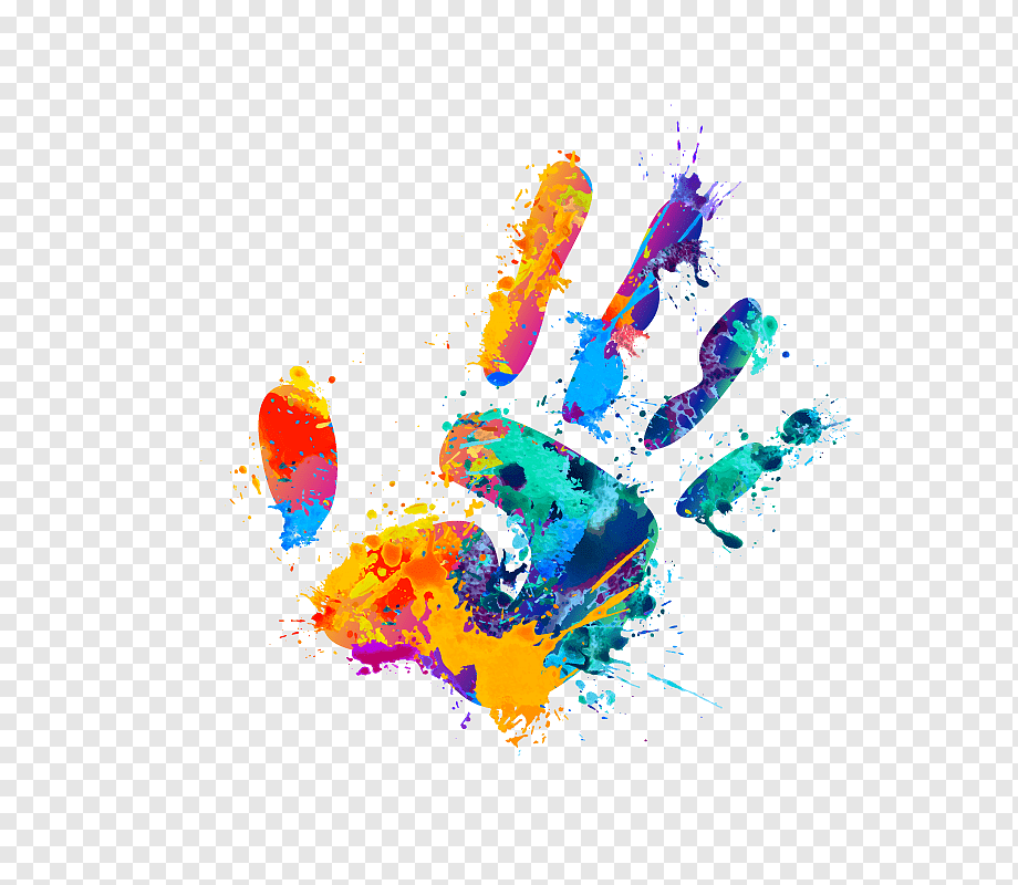 Colorful palm print, ink, color Splash, splash png