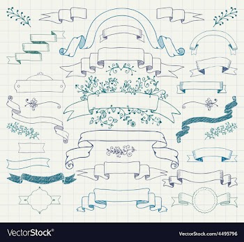  					Colorful Pen Drawing Ribbons Banners vector&nbsp;image														
