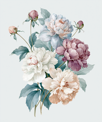 Colorful Peonies Bouquet Illustration