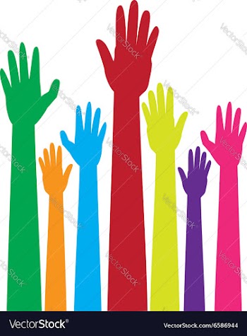 Colorful Raised Hands vector image