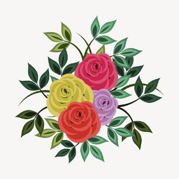 Colorful roses collage element, botanical | Free PSD - rawpixel