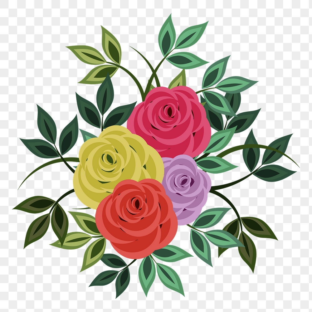 Colorful roses png sticker, botanical | Free PNG - rawpixel