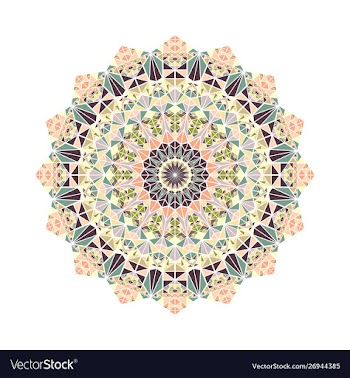Colorful round ornate mosaic triangle ornament vector image