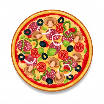 Colorful round tasty pizza Free Vector