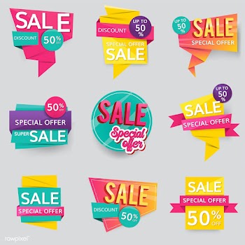 Colorful sale signs | Free stock vector - 584683