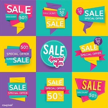 Colorful sale signs | Free stock vector - 584714