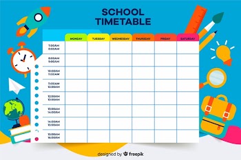 Colorful school timetable template flat design Free Vector