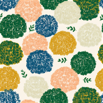 Colorful Seamless Floral Pattern with Hydrangea-Like Blossoms