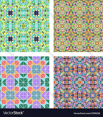 Colorful seamless mosaic pattern background set vector image