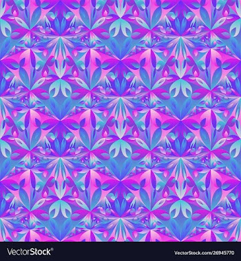 Colorful seamless polygonal floral mosaic pattern vector image