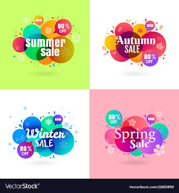  					Colorful season sale banner collection vector image														