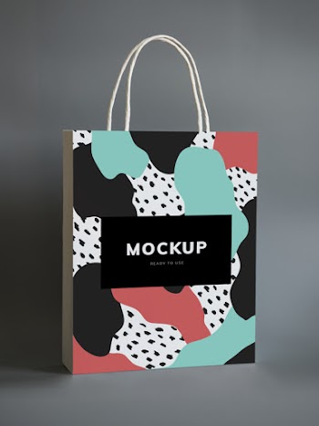 Colorful shopping paper bag mockup Free Psd
