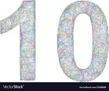 Colorful sketch anniversary design - number 10 vector image